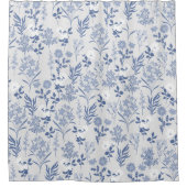 Blaue Blumen Botanische Malerei Duschvorhang (Vorderseite)