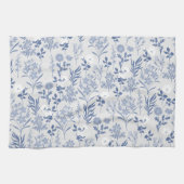 Blaue Blumen Botanische Malerei Geschirrtuch (Horizontal)