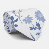 Blaue Blumen Botanische Malerei Krawatte (Gerollt)