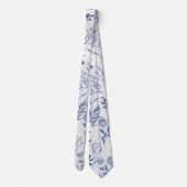 Blaue Blumen Botanische Malerei Krawatte (Rückseite)