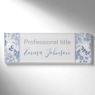 Blaue Blumen Botanische Malerei Namenschild