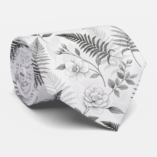 Blaue Blumen Botanisches Vintage-Muster (1) Krawatte (Gerollt)