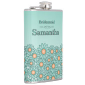 Blaue Blumen Brautjungfer Flasche Flachmann (Rechts)