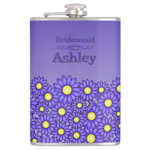 Blaue Blumen Brautjungfer Flasche Flachmann