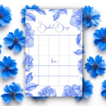 Blaue Blumen Brautparty-Bingo-Spiel