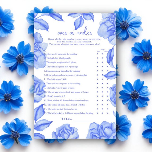 Blaue Blumen Brautparty Über oder unter Spiel (Von Creator hochgeladen)