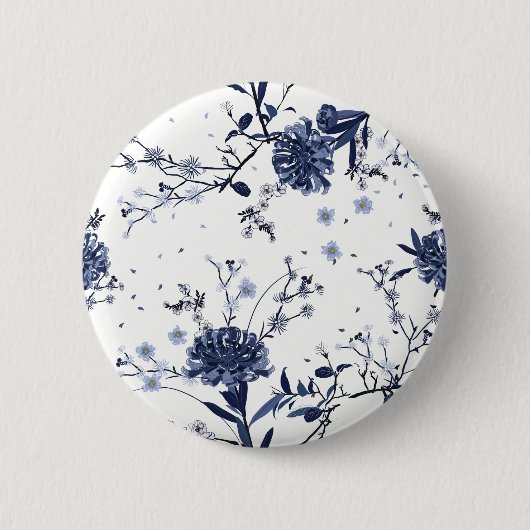 Blaue Blumen Button (Vorderseite)