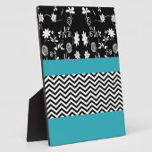 blaue Blumen-Chevron Fotoplatte (Seite)