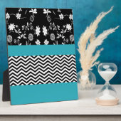 blaue Blumen-Chevron Fotoplatte (Seite)