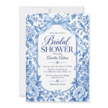 Blaue Blumen-Chinoiserie-Hochzeitsdusche mit Schle
