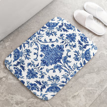 Blaue Blumen-Chinoiserie Weiße Wasserfarbe