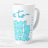 Blaue Blumen Chunky Text Slogan mit Namen Milchtasse (Rechte Ecke)