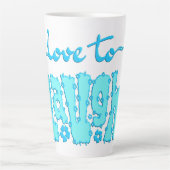 Blaue Blumen Chunky Text Slogan mit Namen Milchtasse (Vorderseite)
