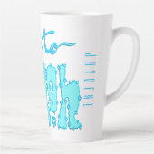 Blaue Blumen Chunky Text Slogan mit Namen Milchtasse (Rechts)