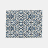 Blaue Blumen-Damaskus-Musterdecke Fleecedecke (Vorderseite (Horizontal))