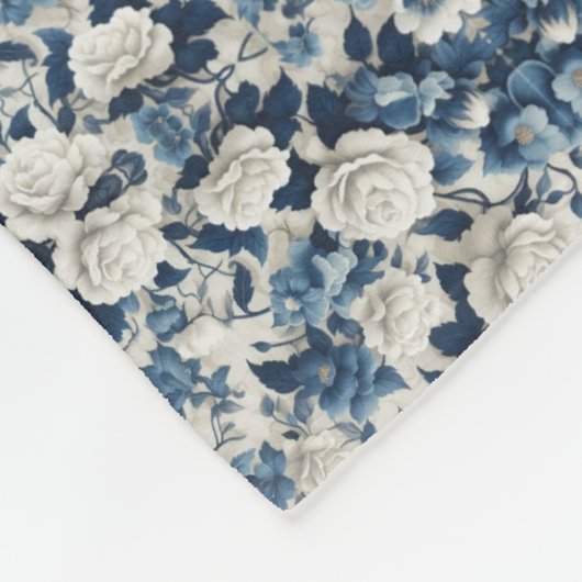 Blaue Blumen-Damaskus-Musterdecke Fleecedecke (Ecke)