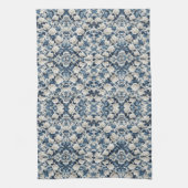 Blaue Blumen-Damaskus-Musterdecke Geschirrtuch (Vertikal)