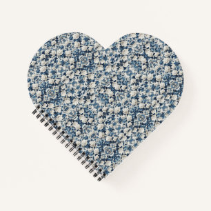 Blaue Blumen-Damaskus-Musterdecke Notizblock