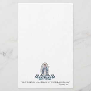 Blaue Blumen Dame der Jungfrau Mary der Anmut- Briefpapier
