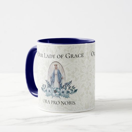 Blaue Blumen| Dame von Jungfrau-Marys | der Tasse (Vorderseite Links)