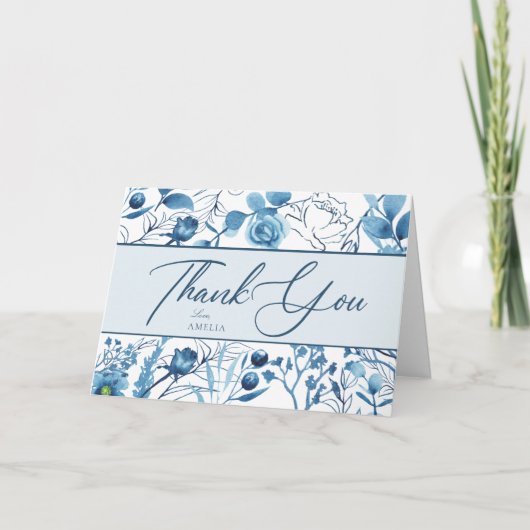 Blaue Blumen Dankeskarten Dankeskarte (Vorderseite)