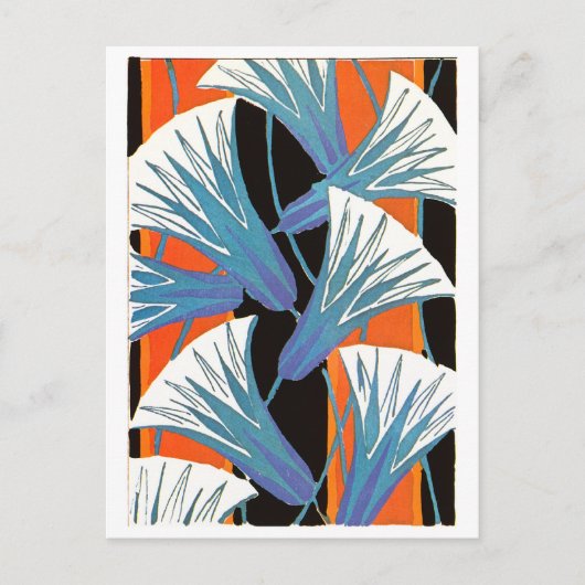 Blaue Blumen-Dekoration Postkarte (Vorderseite)
