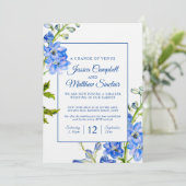 Blaue Blumen Delphinium Wechsel des Veranstaltungs Einladung (Stehend Vorderseite)