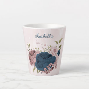 Blaue Blumen der rosa Marine Milchtasse