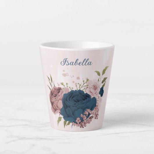Blaue Blumen der rosa Marine Milchtasse (Vorderseite)