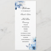 Blaue Blumen-Doppelseiten-Programmkarte Programm (Vorderseite)