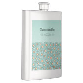 Blaue Blumen Edelstahlflasche Flachmann (Rechts)