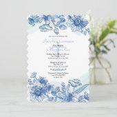 Blaue Blumen-Einladung Einladung (Stehend Vorderseite)