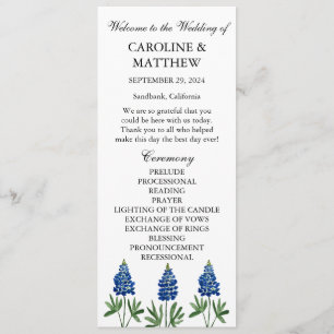 Blaue Blumen Elegante Moderne Hochzeit  Programm