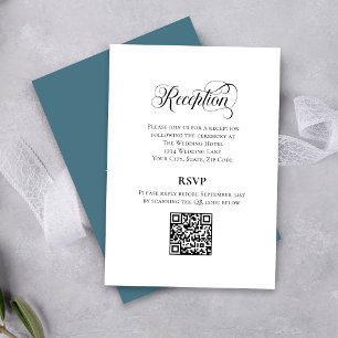 Blaue Blumen-Empfangs-QR-Code-RSVP-Karte Begleitkarte