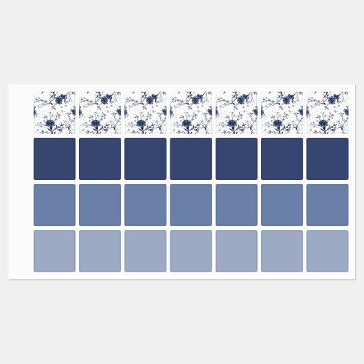 Blaue Blumen Etiketten (Blatt)