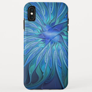 Blaue Blumen-Fantasie-Muster, abstrakte Fraktal-Ku Case-Mate iPhone Hülle