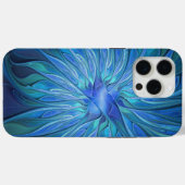 Blaue Blumen-Fantasie-Muster, abstrakte Fraktal-Ku Case-Mate iPhone Hülle (Rückseite (Horizontal))