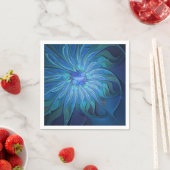 Blaue Blumen-Fantasie-Muster, abstrakte Fraktal-Ku Serviette (Beispiel)