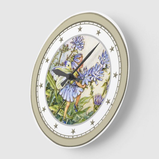 Blaue Blumen-Fee Große Wanduhr (Winkel)
