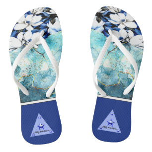 Blaue Blumen Flip Flops Badesandalen