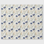 Blaue Blumen Geburtstag Geschenkpapier (Flach)