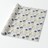 Blaue Blumen Geburtstag Geschenkpapier (Ungerollt)