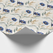 Blaue Blumen Geburtstag Geschenkpapier (Ecke)