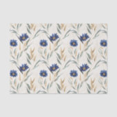 Blaue Blumen Geburtstag Seidenpapier (Vorderseite)