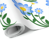 BLAUE BLUMEN GESCHENKPAPIER (Rolleneckpunkt)
