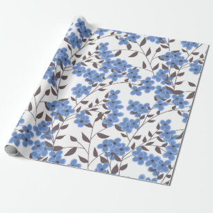 Blaue Blumen Geschenkpapier