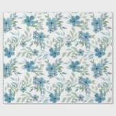 Blaue Blumen Geschenkpapier (Flach)