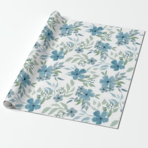 Blaue Blumen Geschenkpapier