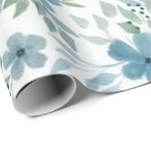 Blaue Blumen Geschenkpapier (Rolleneckpunkt)