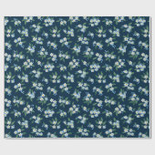 Blaue Blumen Geschenkpapier (Flach)